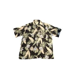 Vintage 90s Banana Cabana 100% Silk Men’s XL Floral Hawaiian Button Up Shirt